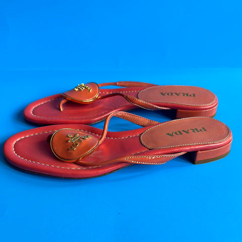 VINTAGE: Prada Coral Thong Flip Flops