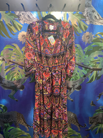 MISA LOS ANGELES Floral and Paisley Dress with Drawstring