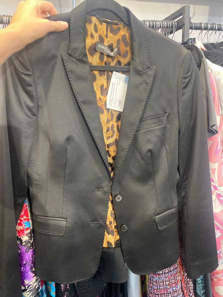 Vintage: Dolce & Gabbana Black Blazer with Leopard Lining