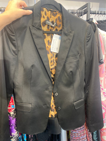 Vintage: Dolce & Gabbana Black Blazer with Leopard Lining