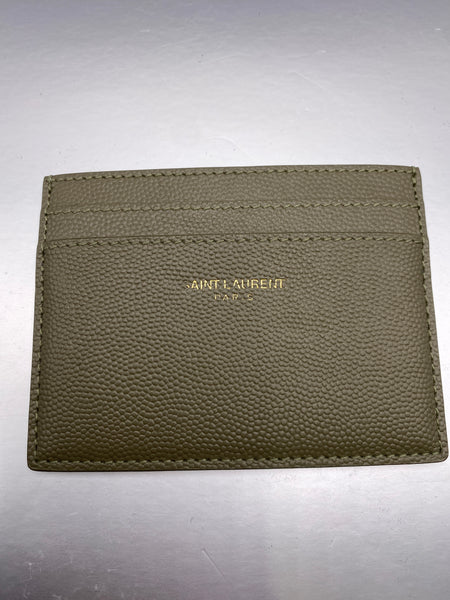 Saint Laurent Green Caviar Leather Card Case