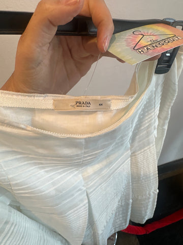 Vintage: Prada White Cotton Layered Pleated Skirt