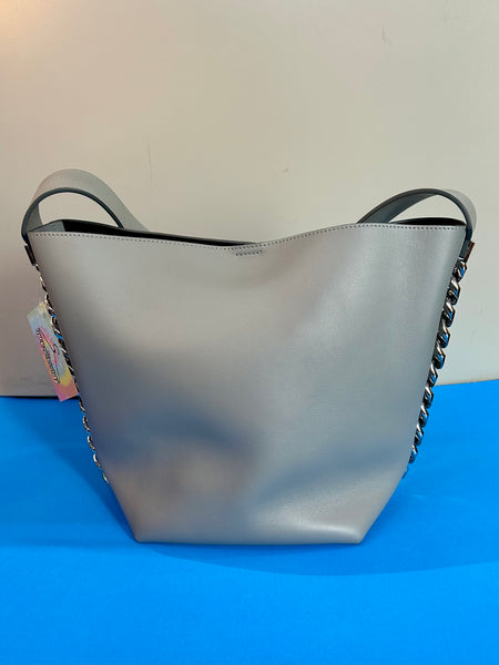 GIVENCHY Infinity Gray Shoulder Bucket Hobo Bag with Silver Chain Around