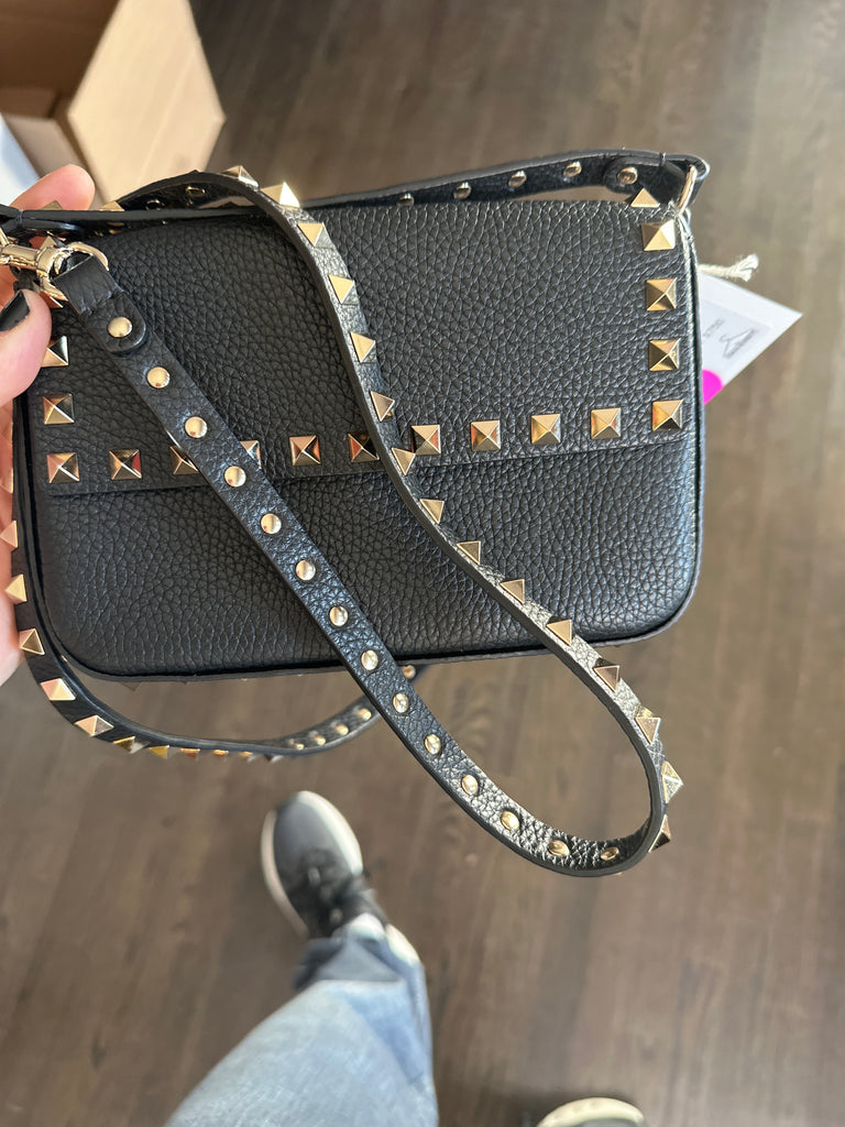 VALENTINO Black Grainy Calfskin Pouch