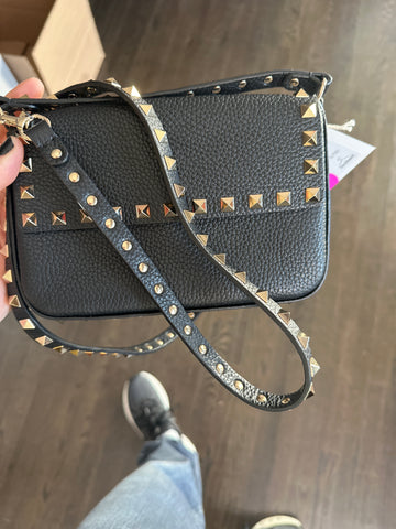 VALENTINO Black Grainy Calfskin Pouch