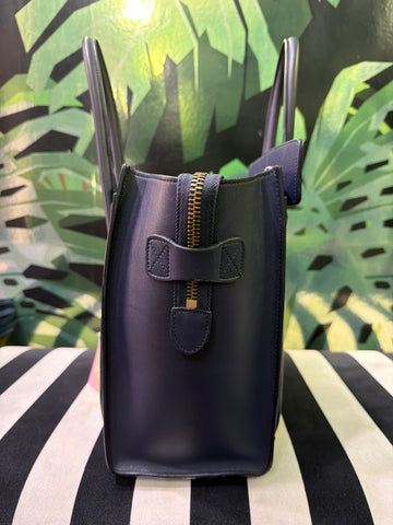 CELINE Navy Top Handle Calfskin Luggage Tote