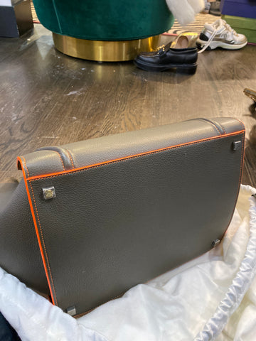 CELINE Grey and Neon Orange Phantom Luggage