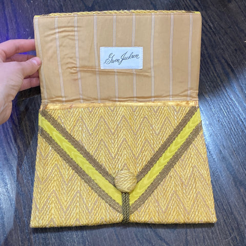 Gwen Jackson Yellow Fabric Envelope Clutch