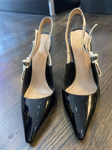 Christian Dior Black Patent Leather J'adior Slingback