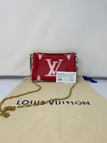 Louis Vuitton Pink and Red Printed Double Pouch Crossbody