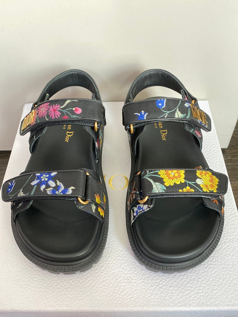 Christian Dior Black Floral Print 'DAD' Sandal