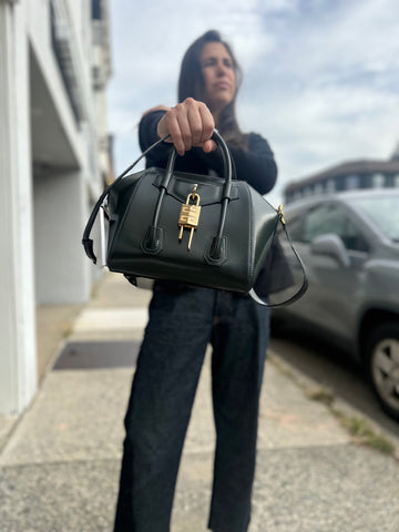 Givenchy Forest Green Antigona Lock Mini Bag with Gold Hardware