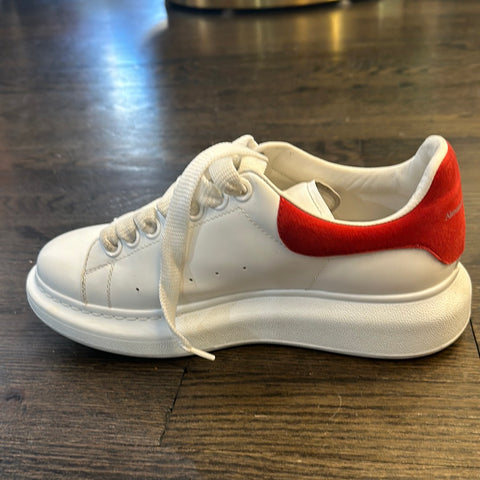 Alexander McQueen White leather Sneaker with Red Suede Back