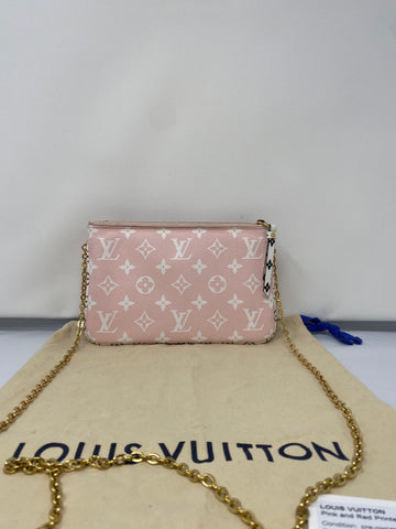 Louis Vuitton Pink and Red Printed Double Pouch Crossbody