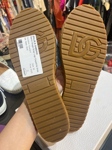Dolce & Gabbana Denim Single Strap Logo Espadrille Slide