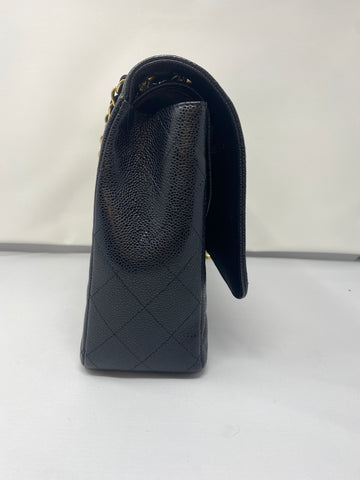 Vintage: Chanel Black Caviar Leather Classic Double Flap Maxi with Silver Hardware