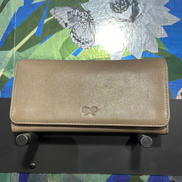 Anya Hindmarch Taupe Snap Large Leather Wallet