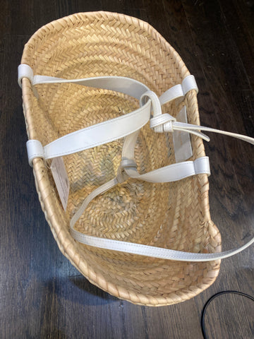 Celine Teen Triomphe Panier in Palm Leaves and White Calfskin