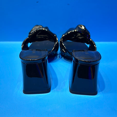 BY FAR Black Patent Leather Block Heel Mule 'LAMAR'