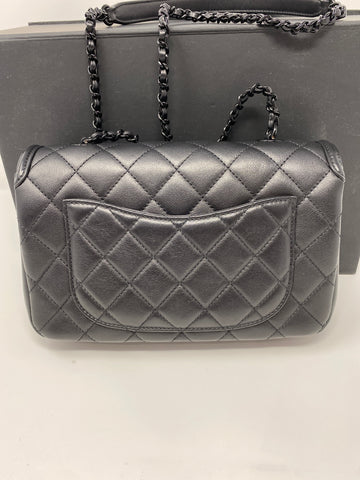 Chanel Black Lambskin Quilted Flap Bag with Black Hardware