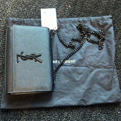 YSL KATE Small Black Grained Leather with Black Hardware