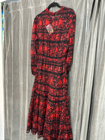 BB DAKOTA Black and Red Floral Long Sleeve Maxi Dress