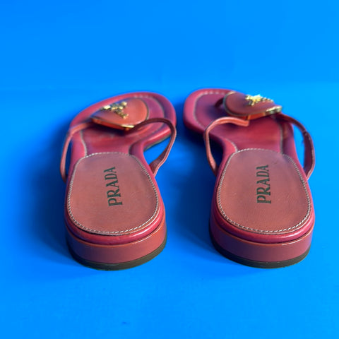 VINTAGE: Prada Coral Thong Flip Flops