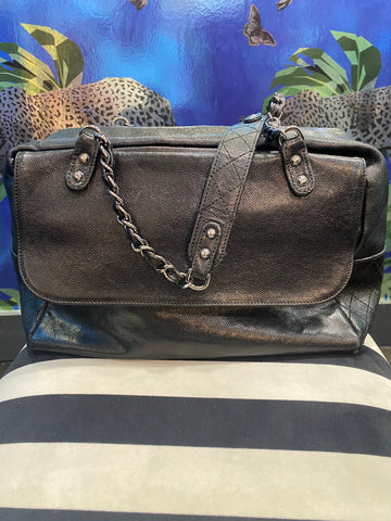 VIntage: Chanel Black Crinkled Calfskin Coco Cocoon Bag Size small