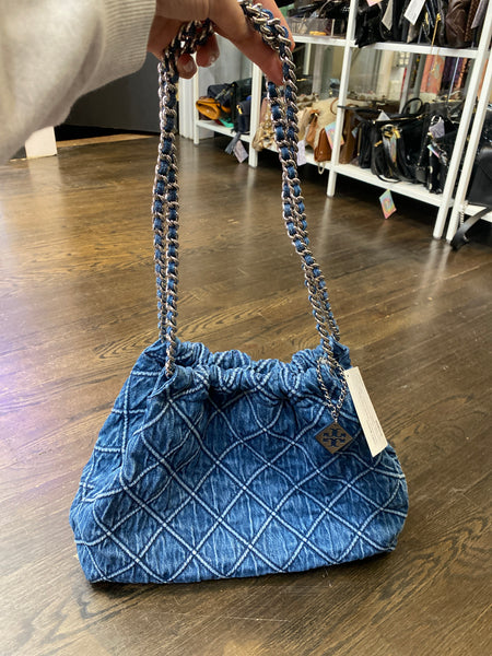 Tory Burch Denim/Silver Fleming Hobo Bag