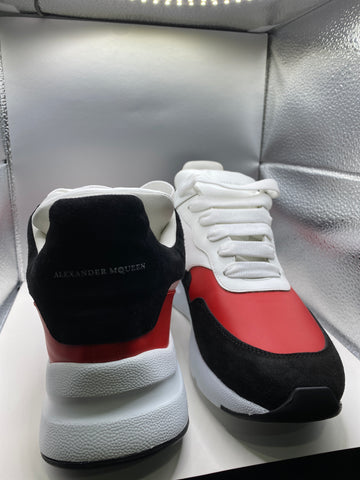 Alexander McQueen White, Red and Black Leather and Suede Sneaker