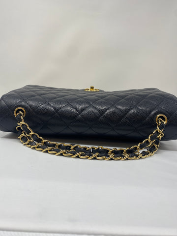 Vintage: Chanel Black Caviar Leather Classic Double Flap Maxi with Silver Hardware