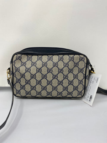 VINTAGE: Gucci Navy Camera Bag with Navy leather Strap