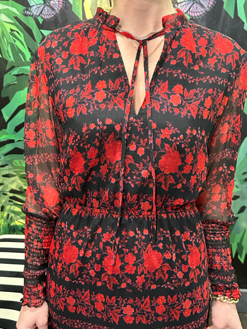 BB DAKOTA Black and Red Floral Long Sleeve Maxi Dress – The Hangout