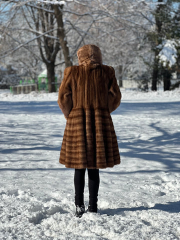 Brown Mink Collared Full Large Cuff Coat