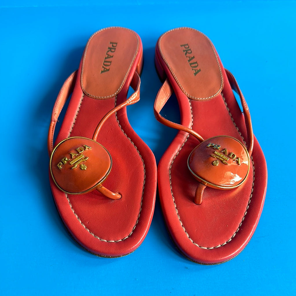 VINTAGE: Prada Coral Thong Flip Flops