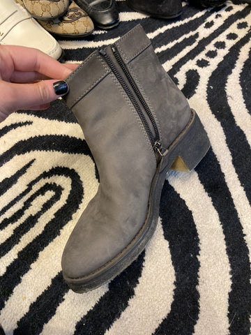Chanel Dark Grey Suede Calfskin Side Zip Bootie