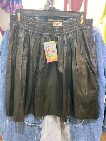 Zadig and Voltaire Black Leather Elastic Waist Mini
