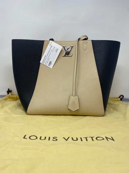 Louis Vuitton Black and Ivory Lock Me Cabas Tote Bag