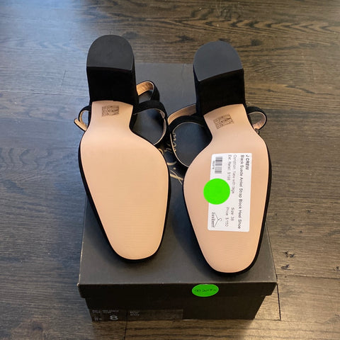 J Crew Black Suede Ankel Strap Block Heel Shoe