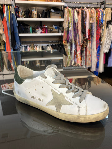 Golden Goose Superstar with Green Suede Back