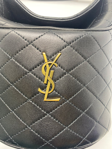 YSL Black GABY Bucket Bag with Gold Hardware