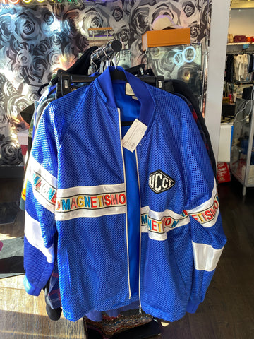 GUCCI Blue Mesh Bomber Jacket 'MAGNETISMO' (magnetic)