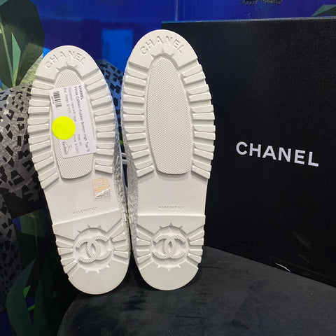 Chanel White Calfskin Rubber Bottom High Top 'Sneaker Boot'