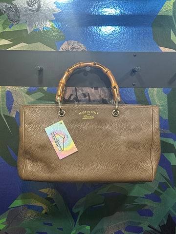 Vintage: Gucci Light Brown Leather Bamboo Shopper Two Way Bag