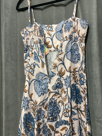 Zimmermann Spaghetti Strap Blue Floral Print Maxi