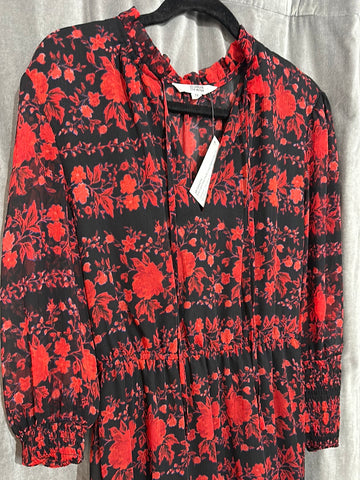 BB DAKOTA Black and Red Floral Long Sleeve Maxi Dress