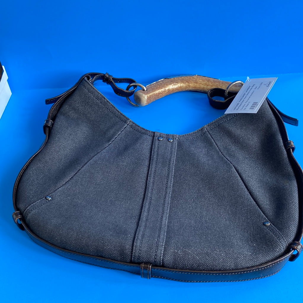 VINTAGE: Yves Saint Laurent Mombasa Deer Horn Denim Hobo Bag