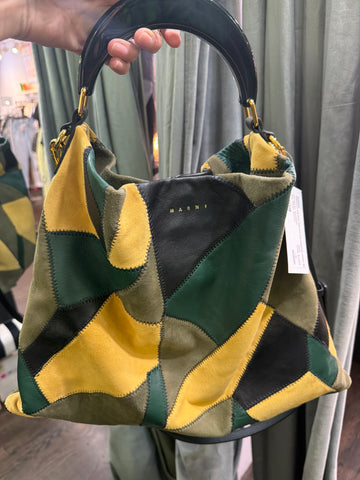 Marni Medium Venice Patchwork Leather Hobo Bag