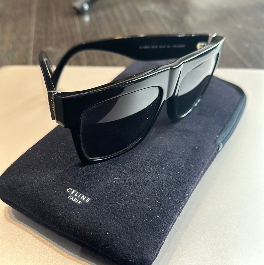 CELINE Black Rectangle Plastic Sunnies