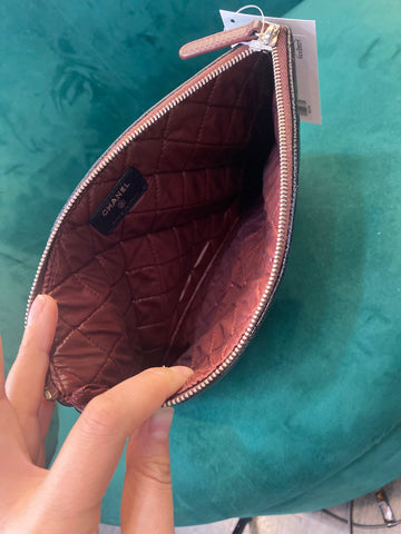 Chanel Black Small O Case Glazed Clafskin/Perforated Lambskin